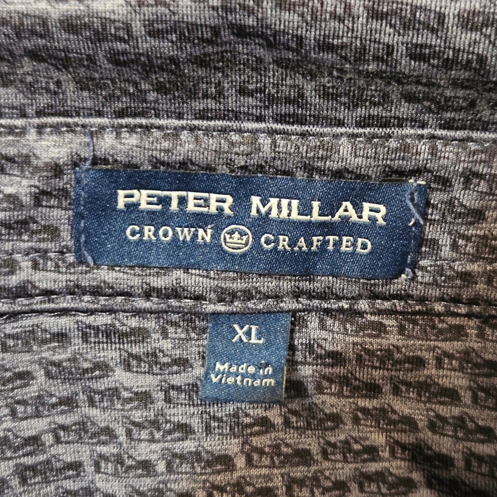 Peter Millar Car Polo Shirt Mens XL Blue Geometric Crown Crafted Golf MS21EK507S - Picture 4 of 9